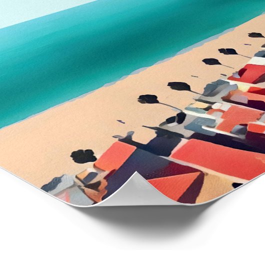 Scilla Pastel Blue Beach Scene Poster (Ecke)