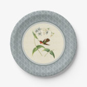 Scintillant Kolibri-blauer Damast-Papier-Teller Pappteller (Vorderseite)