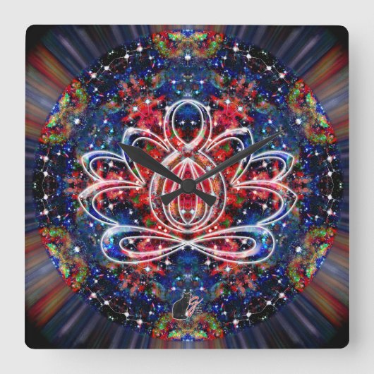 Scintillation Zen Lotus Clock Quadratische Wanduhr (Vorderseite)