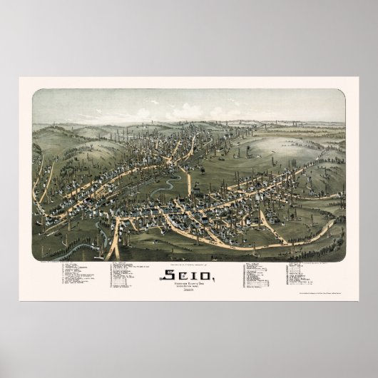 Scio, OH Panorama Karte - 1899b Poster (Vorne)