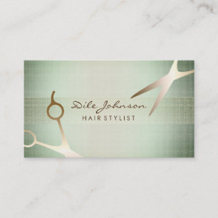 Scissor Hair Stylist Gold Glitzer Saloon Linen Visitenkarte