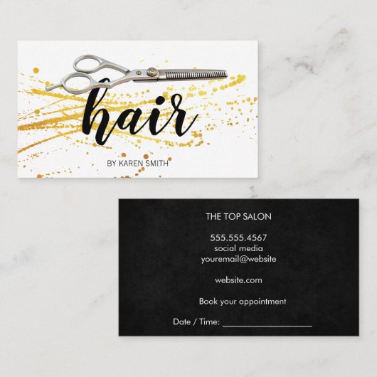 Scissor Hair Stylist | Hair Salon Beauty Terminkarte (Vorne/Hinten)