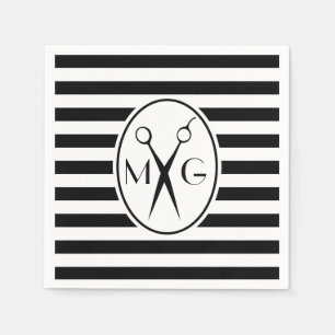 Scissor Monogram Initials Hair Stylist Barber Shop Serviette