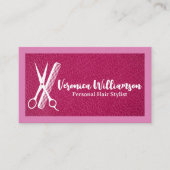 Scissors Comb | Hair Stylist Logo | Leather Visitenkarte (Vorderseite)