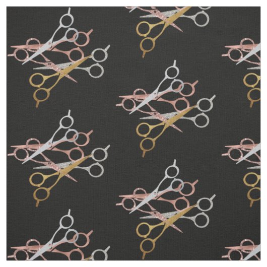 Scissors Hair Stylist Salon Metallics Glitzer Stoff (Muster)