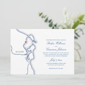 Scituate Harbour MA Map Elegant Navy Blue Wedding Einladung (Stehend Vorderseite)