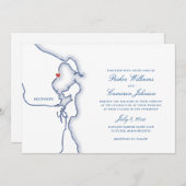 Scituate Harbour MA Map Elegant Navy Blue Wedding Einladung (Vorne/Hinten)