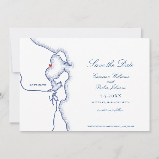 Scituate Harbour Massachusetts Karte Elegant Weddi (Vorderseite)