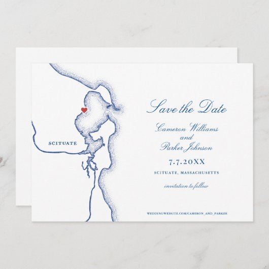 Scituate Harbour Massachusetts Karte Elegant Weddi (Vorne/Hinten)