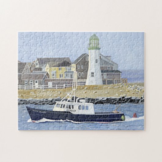Scituate Harbour und Cedar Point Leuchtturm Puzzle (Horizontal)