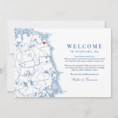 Scituate MA Map Wedding Willkommen und Tour Dankeskarte (Vorderseite)