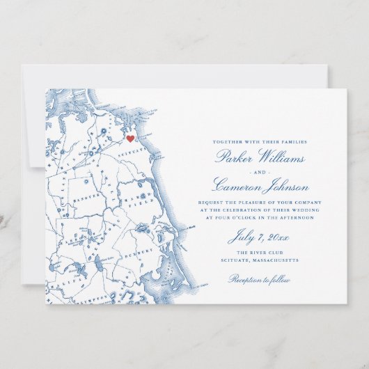 Scituate Massachusetts Karte Elegante Hochzeit der (Vorderseite)
