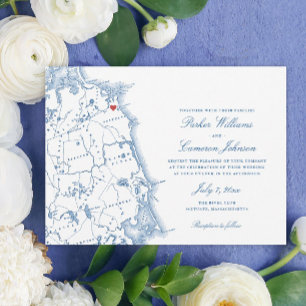 Scituate Massachusetts Karte Elegante Hochzeit der