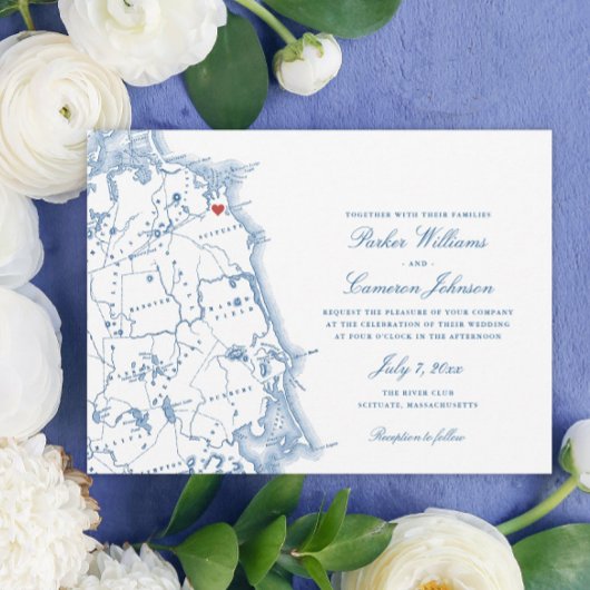 Scituate Massachusetts Karte Elegante Hochzeit der