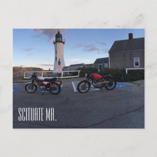 Scituate Massachusetts Lighthouse & Moto Postcard Postkarte (Vorderseite)