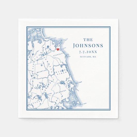Scituate Massachusetts Map Eleganter Nachname Serviette (Vorderseite)