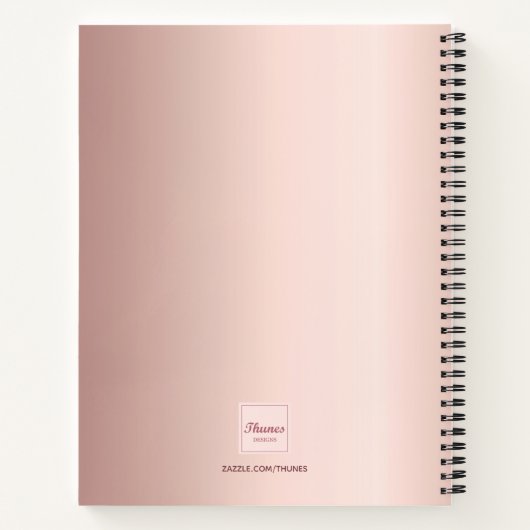 Scketchbook Rose Goldblume Foto Monogramm Notizblock (Rückseite)