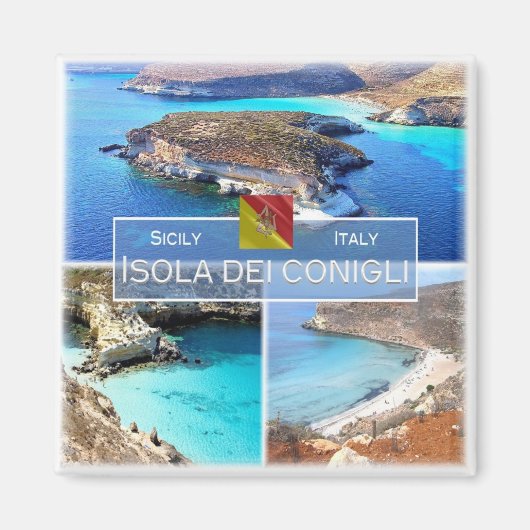 SCL027 ISOLA DEI CONIGLI, Mosaik, Sizilien, Kühlsc Magnet (Vorne)