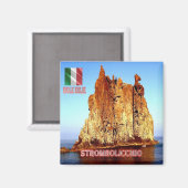 SCL037 STROMBOLI, Strombolicchio Sicily, Kühlschra Magnet (Vorderseite/Rückseite)