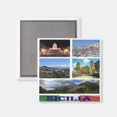 SCL054 SICILY - Mosaik - Italien - Kühlschrank Magnet (Vorderseite/Rückseite)