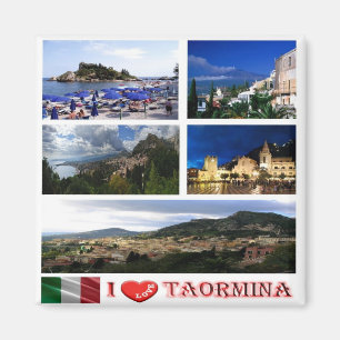 SCL059 TAORMINA, I Liebe, Mosaik Sizilien, Kühlsch Magnet
