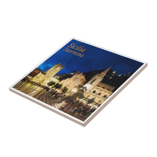 SCL061 TAORMINA by night, Sizilien, Italien, Fliese (Seite)