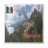 SCL066 TAORMINA, Luftaufnahme, Sizilien, Fliese (Vorderseite)