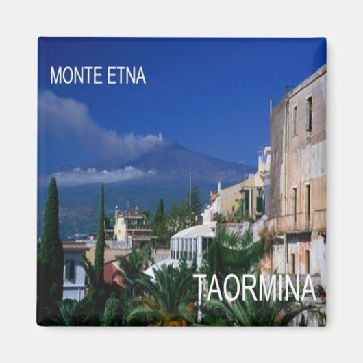 SCL069 TAORMINA, ETNA, Sizilien, Kühlschrank Magnet (Vorne)