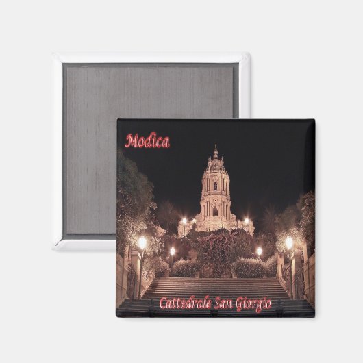 SCL077 MODICA, Saint George Kathedrale, Kühlschran Magnet (Vorderseite/Rückseite)