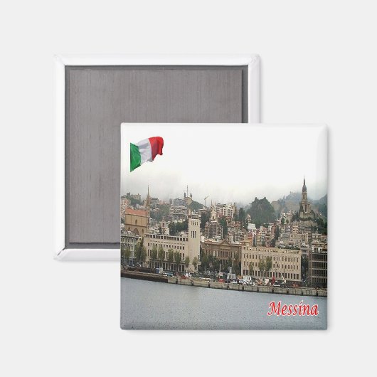 SCL078 MESSINA Citycape, Sizilien, Italien, Kühlsc Magnet (Vorderseite/Rückseite)
