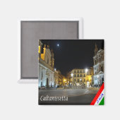 SCL091 CALTANISSETTA, Piazza Garibaldi, Kühlschran Magnet (Vorderseite/Rückseite)