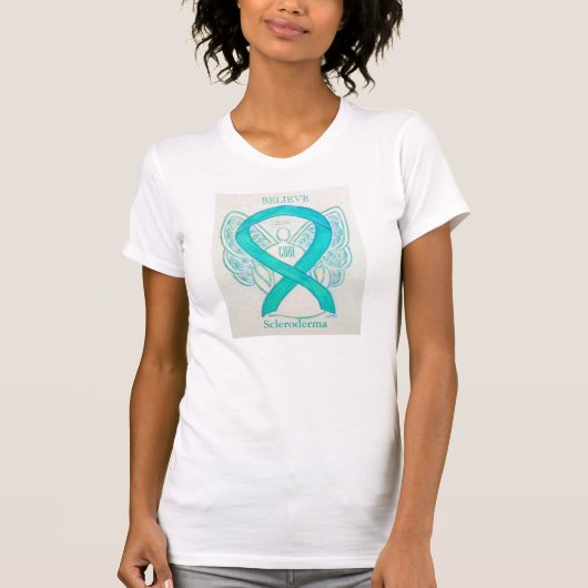 Scleroderma Aquamarin Awareness Ribbon Angel Shirt (Vorderseite)