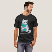 Scleroderma-Aufklärungsmonat Türkises Band Katze T-Shirt (Vorne ganz)