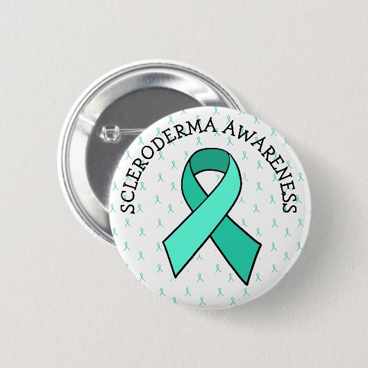 Scleroderma Awareness Aquamarin Ribbon Button (Vorne & Hinten)