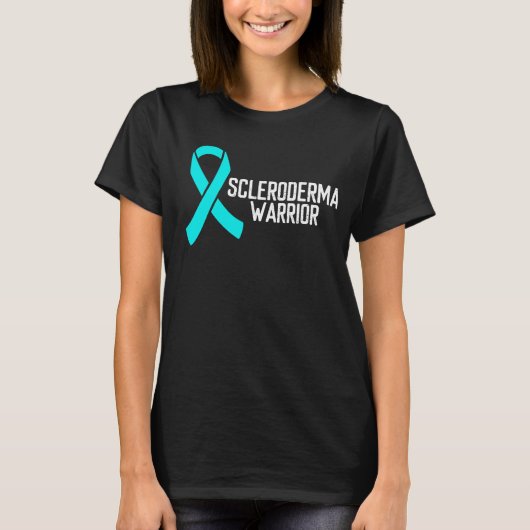 Scleroderma Awareness Aquamarin Ribbon Warrior T-Shirt (Vorderseite)