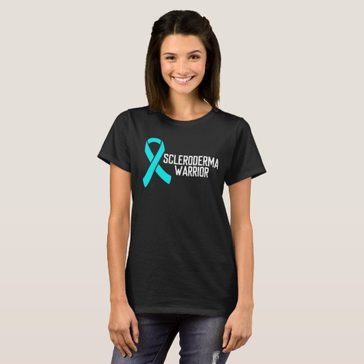 Scleroderma Awareness Aquamarin Ribbon Warrior T-Shirt (Vorne ganz)