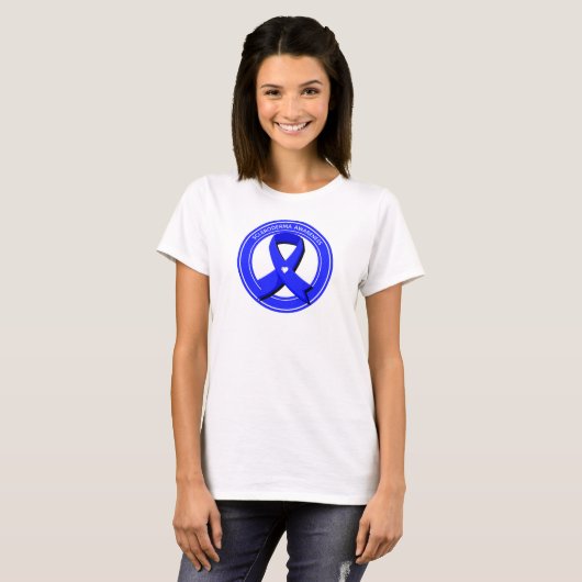 Scleroderma Awareness Blue Ribbon Weißes Herz T-Shirt (Vorne ganz)