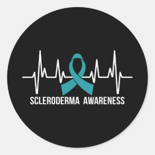Scleroderma Awareness Montag Aquamariner Ribbon He Runder Aufkleber