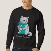 Scleroderma Awareness Month Teal Ribbon Cat Sweatshirt (Vorderseite)