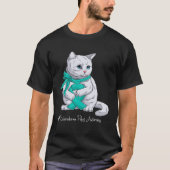Scleroderma Awareness Month Teal Ribbon Cat T-Shirt (Vorderseite)