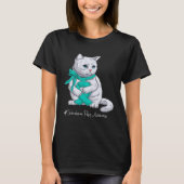 Scleroderma Awareness Month Teal Ribbon Cat T-Shirt (Vorderseite)