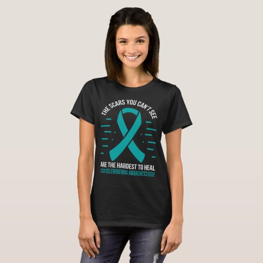 Scleroderma Survivor Aquamarin Scleroderma Ribbon T-Shirt (Vorne ganz)