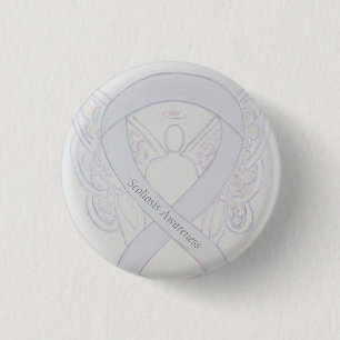 Scoliose Awareness Angel White Ribbon Art Button