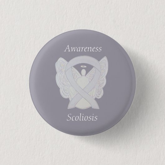 Scoliose Awareness Angel White Ribbon Art Button (Vorderseite)