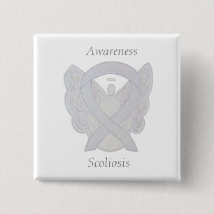 Scoliose Awareness Angel White Ribbon Art Button