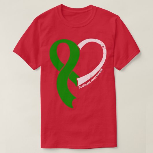 Scoliose Awareness Hope Liebe Heart Ribbon Happy V T-Shirt (Design vorne)