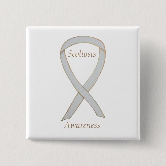 Scoliose Awareness White Ribbon Custom Art Button (Vorderseite)