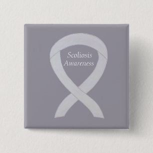 Scoliose Awareness White Ribbon Custom Art Button