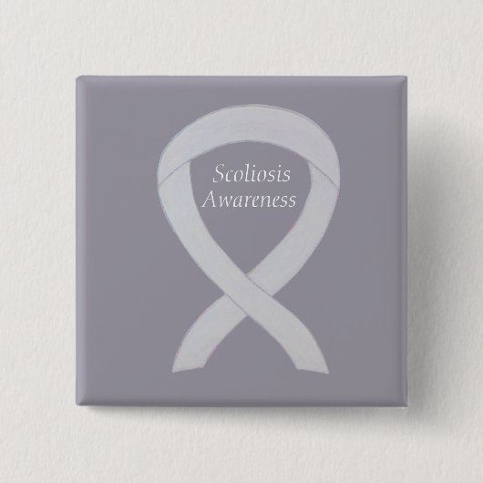 Scoliose Awareness White Ribbon Custom Art Button (Vorderseite)