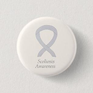 Scoliose Awareness White Ribbon Custom Art Button